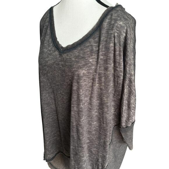 We The Free Oversized Dolman Tunic Top Gray Lightweight Slouchy Hi Low Hem Large - Picture 5 of 9